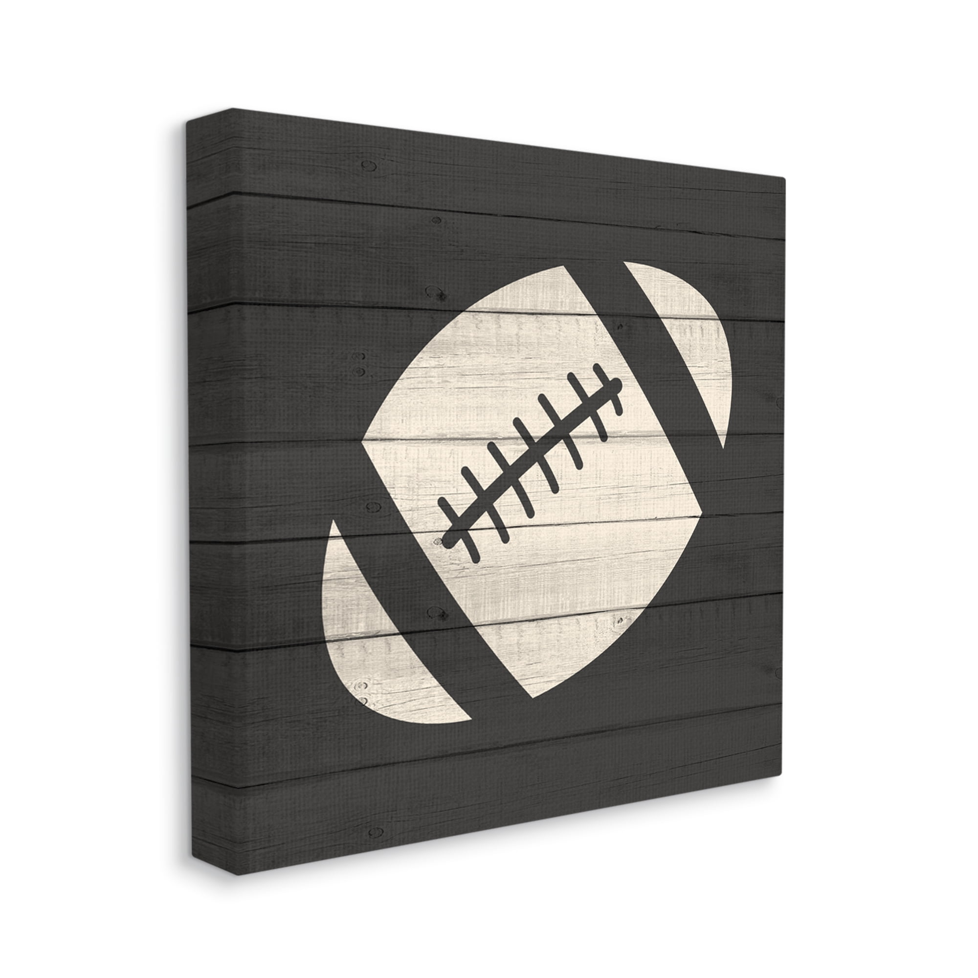 Football Shape Sports Planked Country Pattern Sports Gallery-Wrapped Canvas Print Wall Art, 17x17
