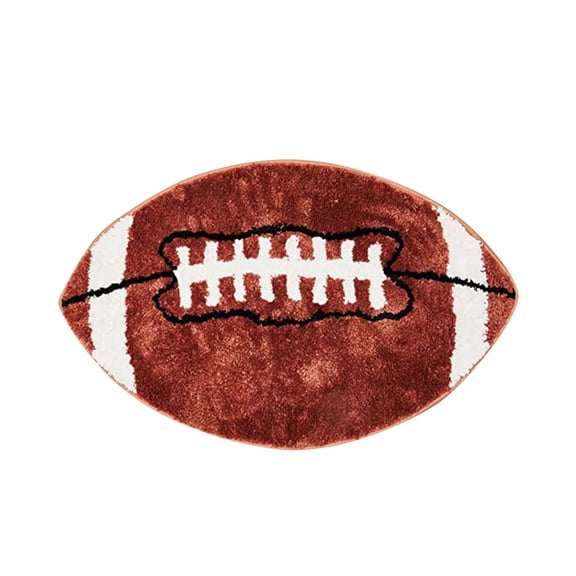 Football-Shaped Bathroom Carpet, Non-, Velvet, Water Absorbent, for Bathrooms, Bedrooms, Football Theme Parties