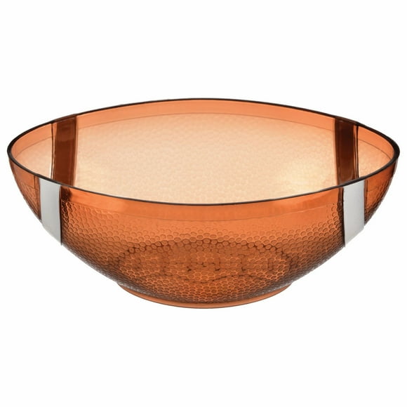 amscan Football Shaped Chip Dip Reusable Party 5.25" Plastic Serving Bowl, Brown White