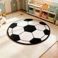 thumbnail image 1 of Football Shaped Round Area Rug,31.5in Soft Fluffy Sports Theme Floor Mat,Non Slip Circular Carpet for Bedroom Living Room Entryway Home Indoor Sports Style Decor, 1 of 6
