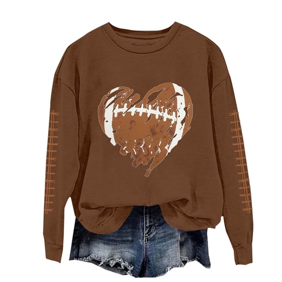 Football Shirts for Women Football Sweatshirts Pullover Sweaters Crew Neck Sweatshirts Rugby Shirt Long Sweaters Oversized Sweatshirt Graphic Sweatshirts for Women Fun Sweaters for Women