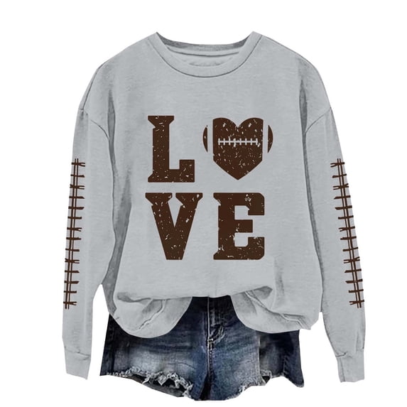 Football Shirts for Women Football Sweatshirts Pullover Sweaters Crew Neck Sweatshirts Rugby Shirt Long Sweaters Oversized Sweatshirt Lightweight Sweatshirts for Women Graphic Sweatshirts for Women