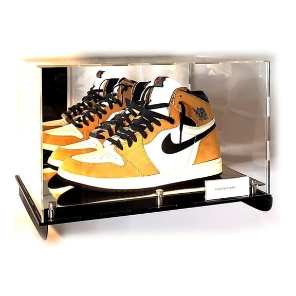 Football, Shoes, Sneakers Shelf Wall Mount Display Case Memorabilia Box UV Protection Floating Box (1 Shoe) (2 Shoes 15x12x9)