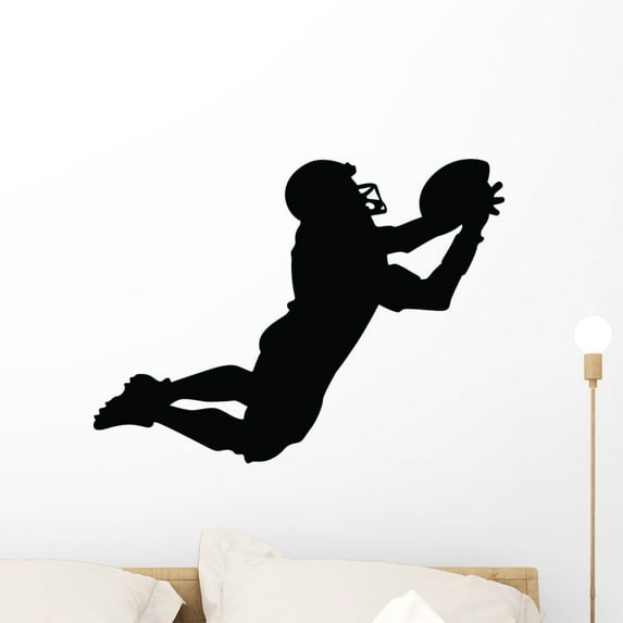 Football Silhouette Wall Decal by Wallmonkeys Peel and Stick Graphic (24 in W x 18 in H) WM291857