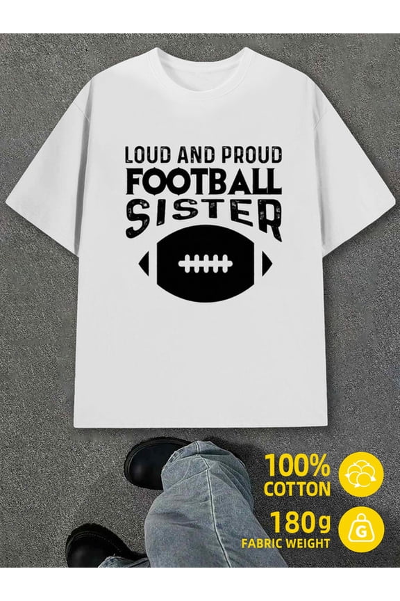 Football Sister Tee men white 180G 100% Cotton Fashionable summer T-shirt,machine washable Retro Unisex Shirt Graphic tshirts Casual Unisex Shirt Short Sleeve tshirts