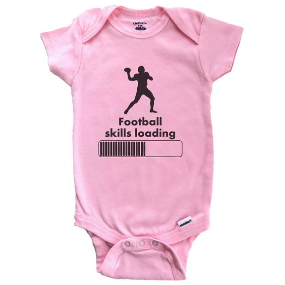 Football Skills Loading Funny Baby Bodysuit (Pink), 3-6 Months