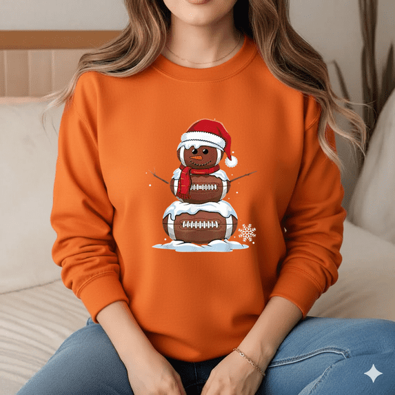 Football Snowman Holiday Sports Winter Festive Pajamas Sweatshirt, up to size 5XL