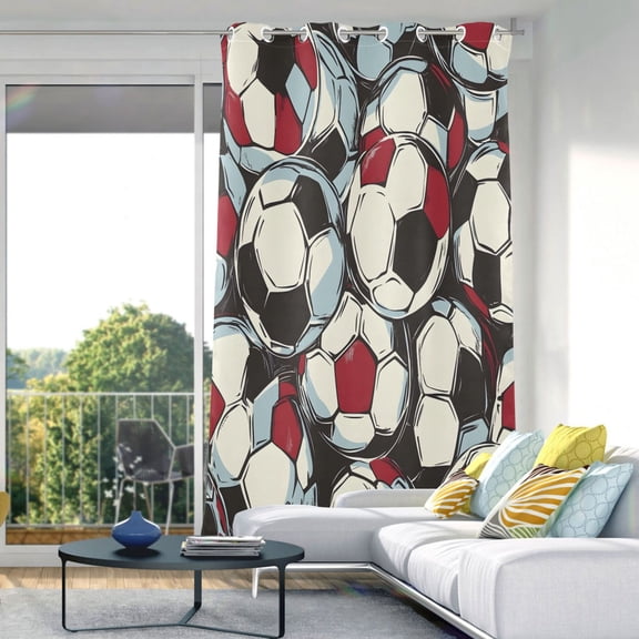 Football Soccer Ball Blackout Curtains 84"x52" Thermal Insulated Curtain 1 Panel