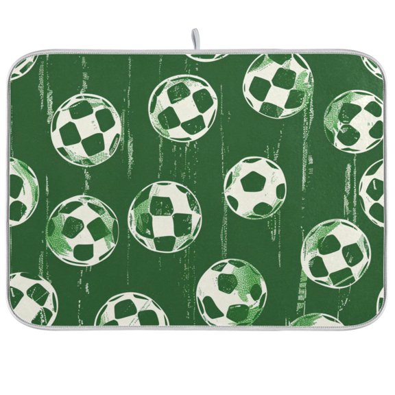Football Soccer Ball Dish Drying Mats Kitchen Mat Microfiber Counter Absorbent Dish Pad Drainer Rack 18"x24"