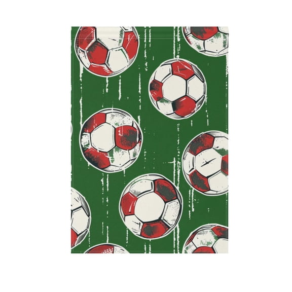 Football Soccer Ball on Green Garden Flag House Banner 12" x 18" Double Sided Outdoor Yard Decoration