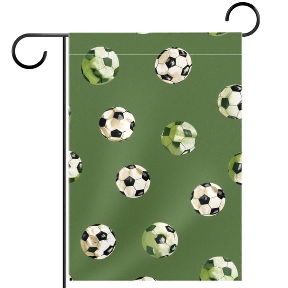 Football Soccer Balls Pattern Green Welcome Garden Flags, 12 x 18 Inch Double Sided Outdoor Yard Flags Waterproof For Home Outside Patio Lawn Porch