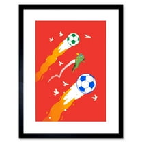 Football Soccer Frog Art Print Framed Poster Wall Decor 9x7 inch