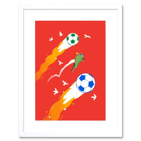 Football Soccer Frog Art Print Framed Poster Wall Decor 9x7 inch