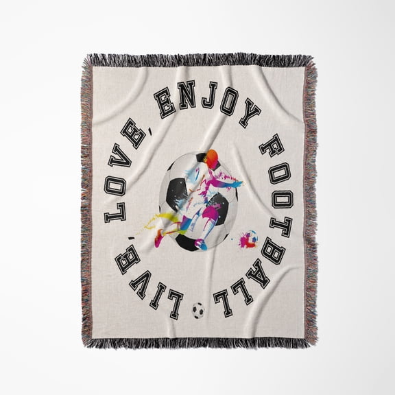 Football - Soccer Sport - Live, Love, Enjoy Football. Awesome Gift, Woven Blanket