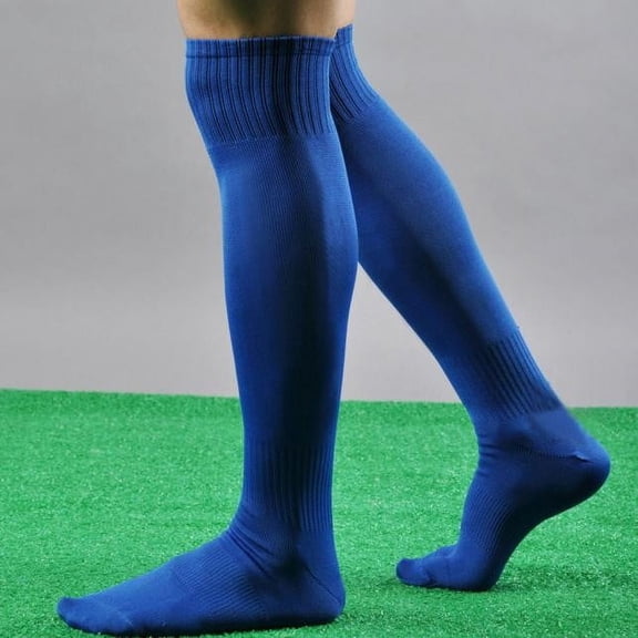 Football Socks, Men's Knee High Compression Socks, Over the Calf Performance Sport Socks for Training, Running, Soccer, Basketball, and Athletic Support-Blue