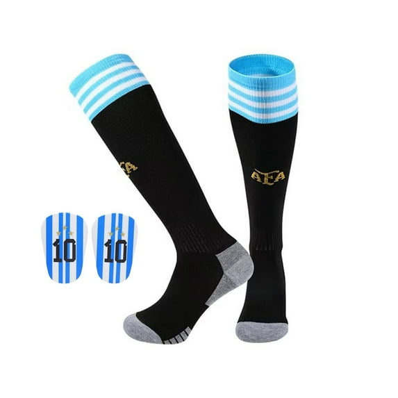 Football Socks with Mini Shin Guards for Adults & Kids - Cushioned Ankle Grip,Moisture-Wicking Polyester,Team Print Argentina Design