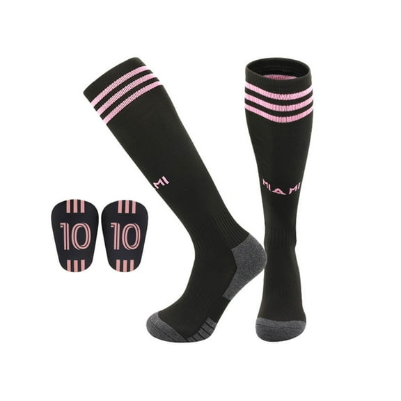 Football Socks with Mini Shin Guards for Adults & Kids - Cushioned Ankle Grip,Moisture-Wicking Polyester,Team Print Miami Design