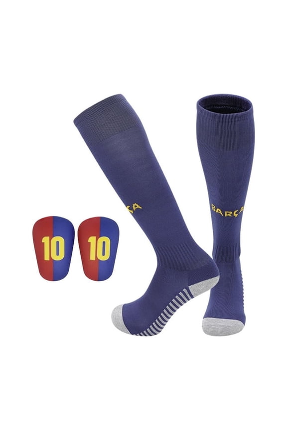 Football Socks with Mini Soccer Shin Guards for Kids,Boys Cushioned Ankle Grip,Moisture-Wicking Polyester,Team Print Design