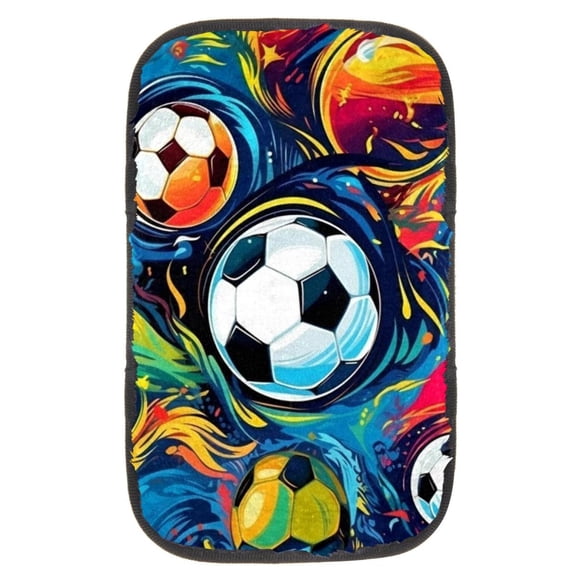 Football Soft, Comfortable, Furry Printed Car Armrest Cover - Armrest Accessory - 12.5x8.2 Inch