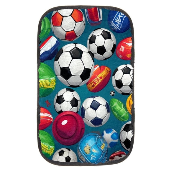 Football Soft Comfortable Furry Printed Car Armrest Cover Pad 12.5x8.2 Inch
