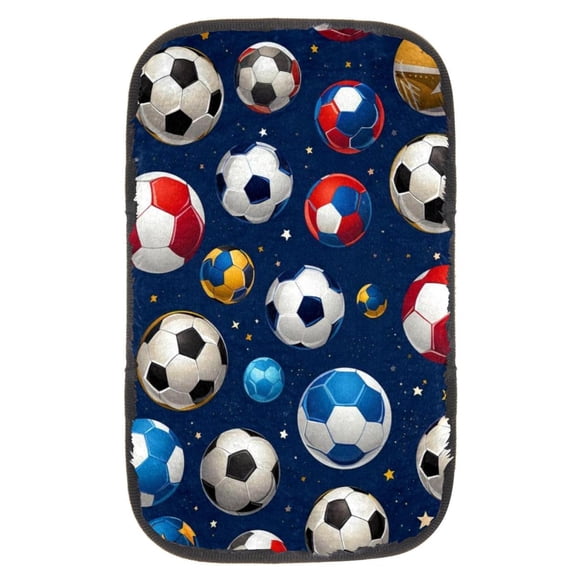 Football Soft and Comfortable Furry Printed Car Armrest Pad Cover - 12.5x8.2 Inch