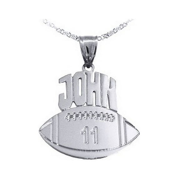Football Sport Charm Personalized with Name and Number - Sterling Silver - Made in USA