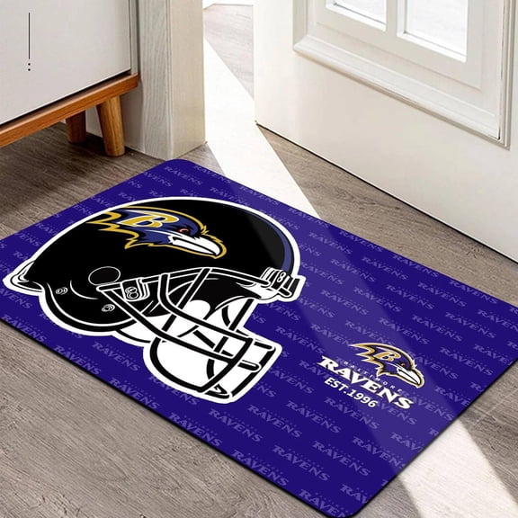 Football Sport Fans Entrance Doormat,16 x 24 Inch Indoor and Outdoor Home Decor Rug,Black Purple Design Non-Slip Front Entryway Welcome Door Mats