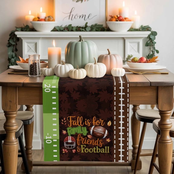 Football Sport Table Runner, Autumn Thanksgiving Kitchen Dining Table Decoration for Home Party Decor 13x36 Inches