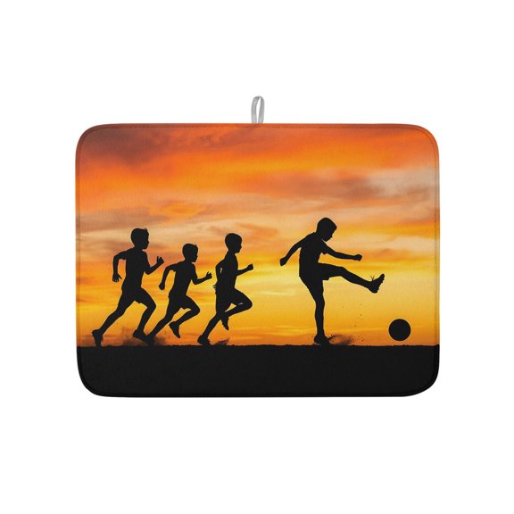 Football Sports Competition Dish Drying Mats for Kitchen Counter,Absorbent Microfiber Dish Drainer Rack Mat Sunset Background Drying Pad for Sinks,Utensils,Countertops,18x24in