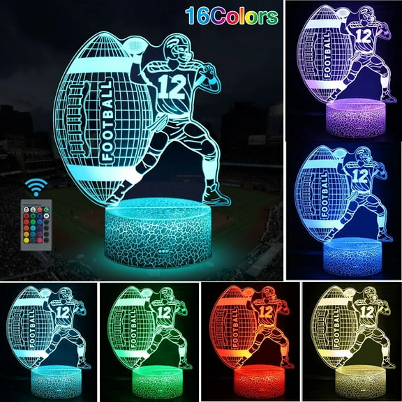 Football Sports Fan Lamp,16 Color Changing Dimmable with Remote Football Room Decor Night Light,Football Gifts for Boys Girls Teens Men