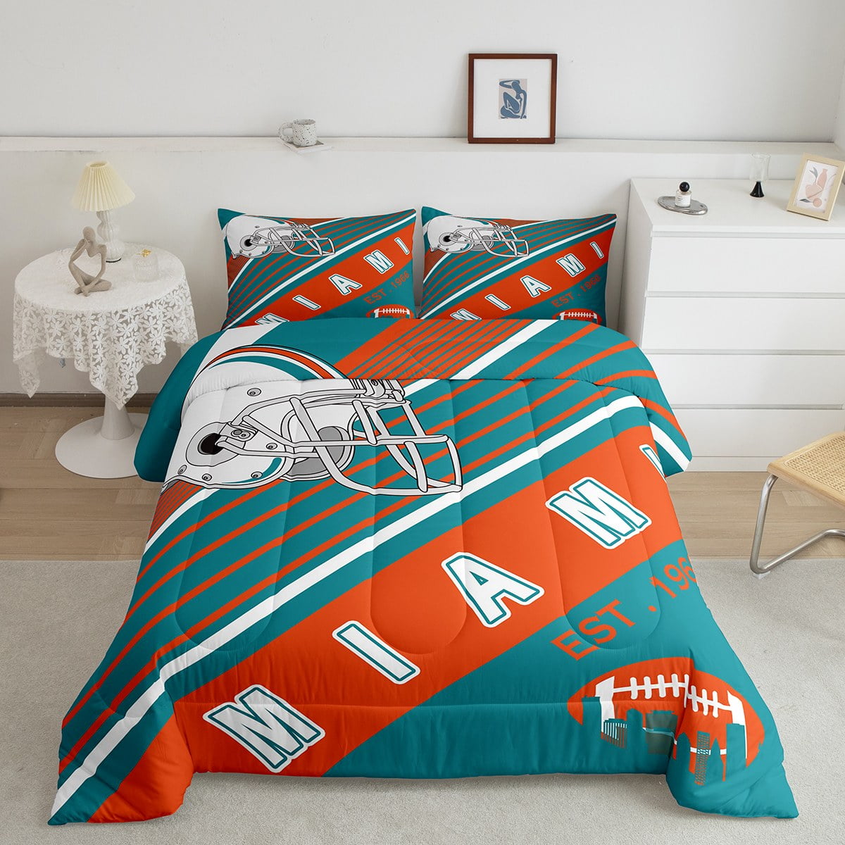 Football Sports Themed Comforter Set, Kids American Football City Style