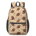thumbnail image 1 of Football Star Beige Pattern 17" School Backpacks for Teens,Waterproof Oxford Fabric,S-Shape Padded Straps for School,Travel,Hiking,Camping, 1 of 6