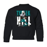 Football Star Player Wide Receiver Miami Hill Youth Crewneck Sweatshirt (Black, Youth X-Large)