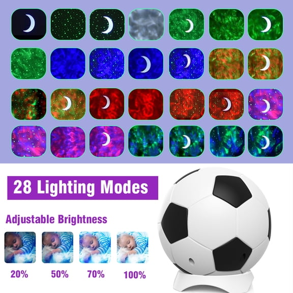 Football Star Projector Night Light, Galaxy Nebula Projector with Bluetooth Speaker, Sound Activated, Timer & Remote Control