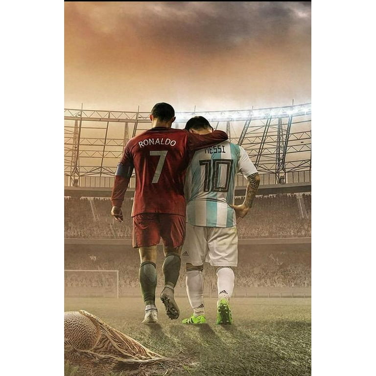 World Cup Soccer Star Poster Cristiano Ronaldo and Lionel Messi Canvas  Poster