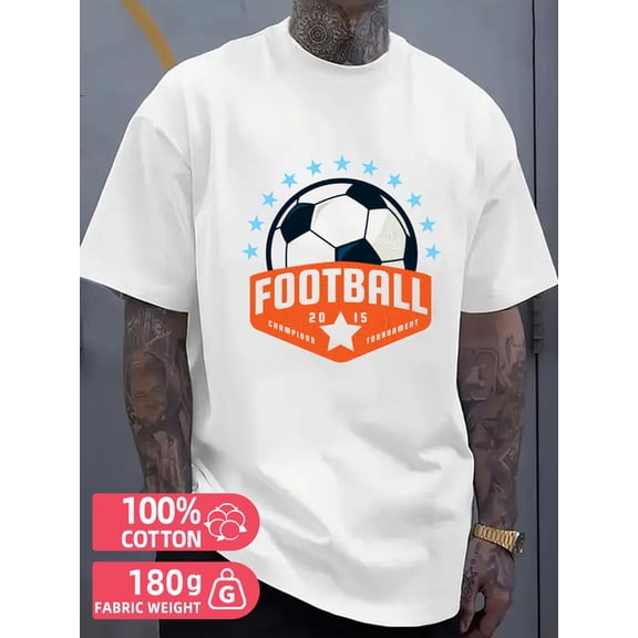 Football Stars Tee mens white 180G 100% Cotton Classic casual T-shirt,street style,summer casual wear,perfect for gift giving Original Unisex Shirt Printed tshirts