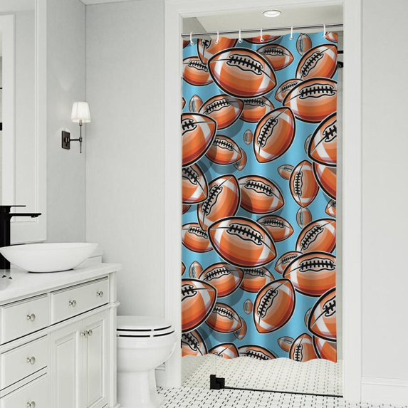 Football Sticker Pattern Shower Curtain 36"x72" ,Bathroom Decorative Shower Curtains Set with 12 Hooks,Modern Waterproof Washable Shower Curtain