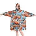 thumbnail image 1 of Football Sticker Pattern Wearable Oversized Blanket,Wearable Blanket Hoodie for Adults,Cozy Hooded Blankets with Super Pockets,Super Warm Fuzzy Pullover for Women & Men, 1 of 6