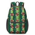 thumbnail image 1 of Football Stripe Darkgreen Pattern 17" Waterproof Oxford School Backpacks for Teens, S-Shape Padded Straps, for School, Travel, Hiking, Camping, 1 of 5