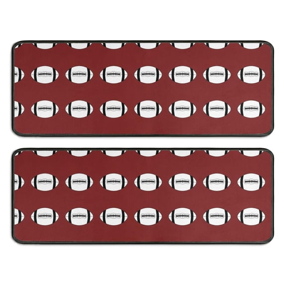 Football Stripe Red Pattern Anti Fatigue Kitchen Rugs Set Of 2, Non Slip Washable Decorative Floor Mats for Sink Laundry and Home Use, 17"x47"