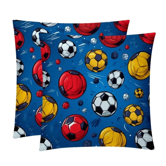 Football Sumptuous Velvet Throw Pillow Covers Set of 2, Decorative Bed Pillow Cases with Unique Patterns for Home Decor, Sizes 16x16, 18x18, 20x20 Inches