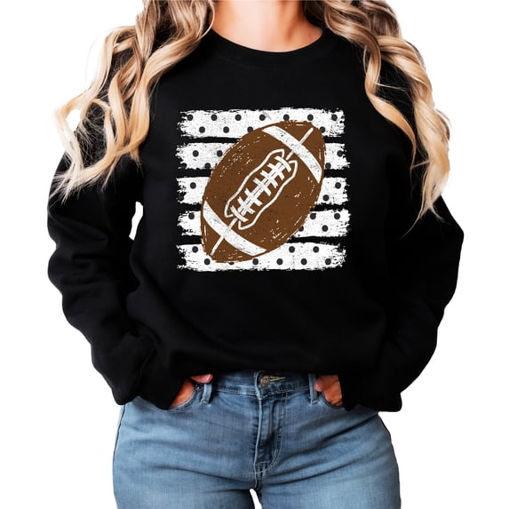 Football Sweatshirt for Women Cute Polka Dot Game Day Crewneck, Black Sweatshirt, L