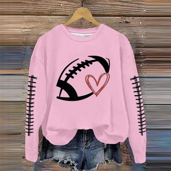 Football Sweatshirts for Women Game Day Graphic Print Sunday Casual Long Sleeve Crewneck Fall Pullove