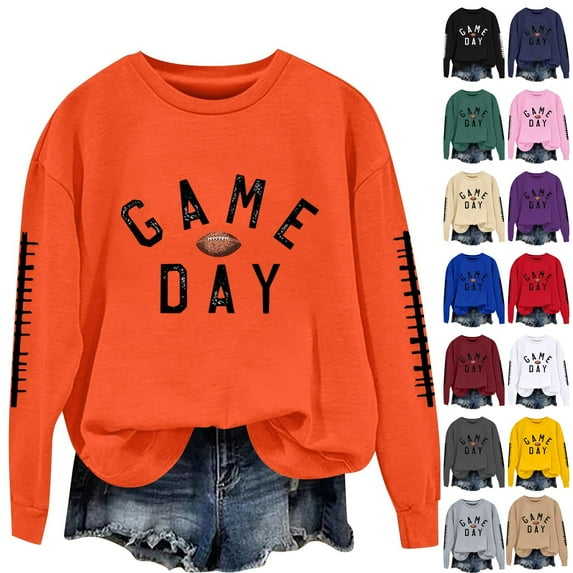 Football Sweatshirts for Women Game Day Heart Graphic Season Pullover Long Sleeve Crewneck Casual Fall Tops Hoodies Black 3XL