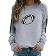 thumbnail image 1 of Football Sweatshirts for Women Game Day Love Heart Football Print Long Sleeve Blouses Y2k Trendy Casual Loose Pullover Tops, 1 of 5