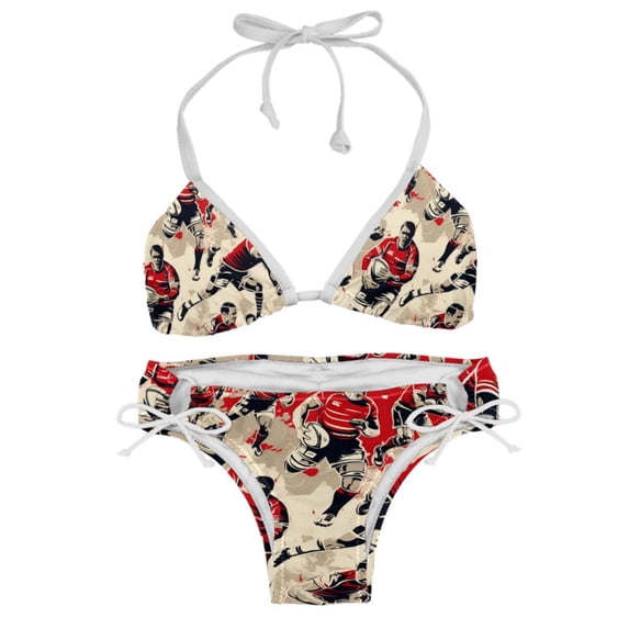 Football Swim Suit Women Bikini Set Detachable Sponge Adjustable Strap Two-Pack Swim Wear