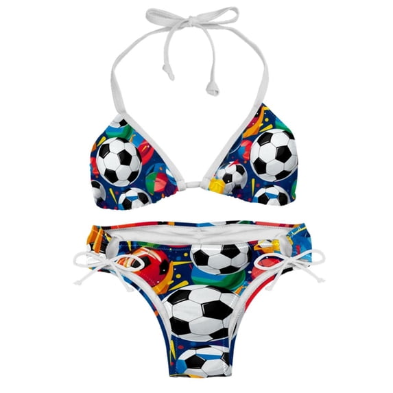 Football Swimsuit Bikini Set with Detachable Sponge and Adjustable Strap, Two-Pack for Swimming Pool and Beach Parties