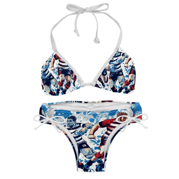 Football Swimsuit Bikini Set with Detachable Sponge and Adjustable Strap, Two-Pack for Swimming Pool and Beach Parties