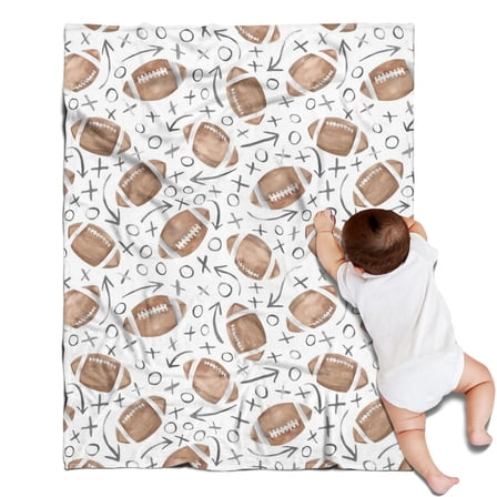 Football with Symbols Pattern Blanket,Comfortable Soft Flannel Throw Blanket,All Season,Warm Lightweight Blankets for Sofa Bed Couch Living Room Chair,30"x40"