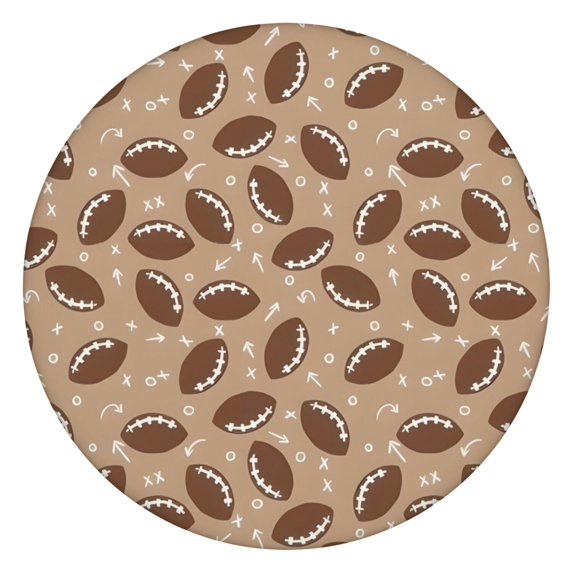 Football with Symbols Pattern Round Fitted Tablecloth with Elastic Edge,Dining Table Cover Waterproof,Outdoor Round Tablecloth for Camping,Dining,Indoor and Outdoor